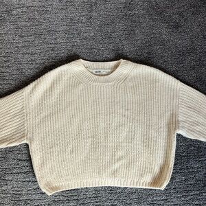 Cropped Elodie Cream Textured Knit Sweater